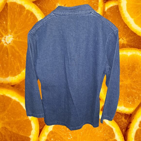 Denim and Co Floral Embroidered with Birdhouse Button Up Shirt Size S - Picture 5 of 6